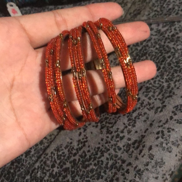 Rust orange and gold bangles - Picture 2 of 3